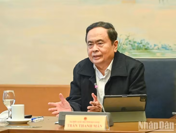 Chủ tịch Quốc hội Trần Thanh Mẫn phát biểu ý kiến tại phiên thảo luận tổ. (Ảnh: DUY LINH)