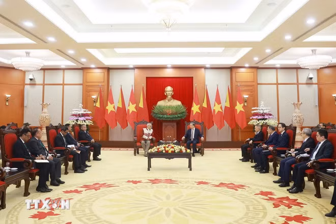 Tổng Bí thư Tô Lâm tiếp Tổng thống Timor-Leste. (Ảnh: Thống Nhất/TTXVN)