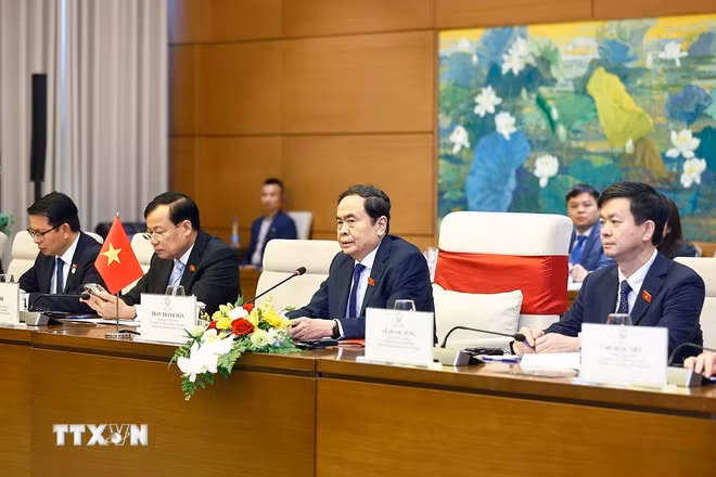Chủ tịch Quốc hội Trần Thanh Mẫn phát biểu. (Ảnh: Doãn Tấn/TTXVN)