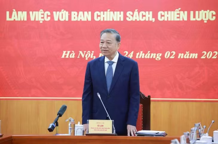 Tổng Bí thư Tô Lâm phát biểu chỉ đạo tại buổi làm việc. (Ảnh: Thống Nhất/TTXVN)