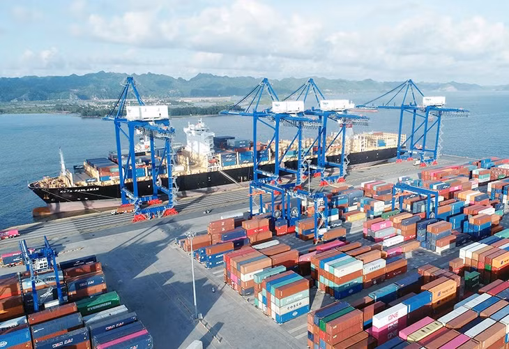 Bốc xếp hàng hóa tại Cảng cửa ngõ quốc tế Hải Phòng (Lạch Huyện).