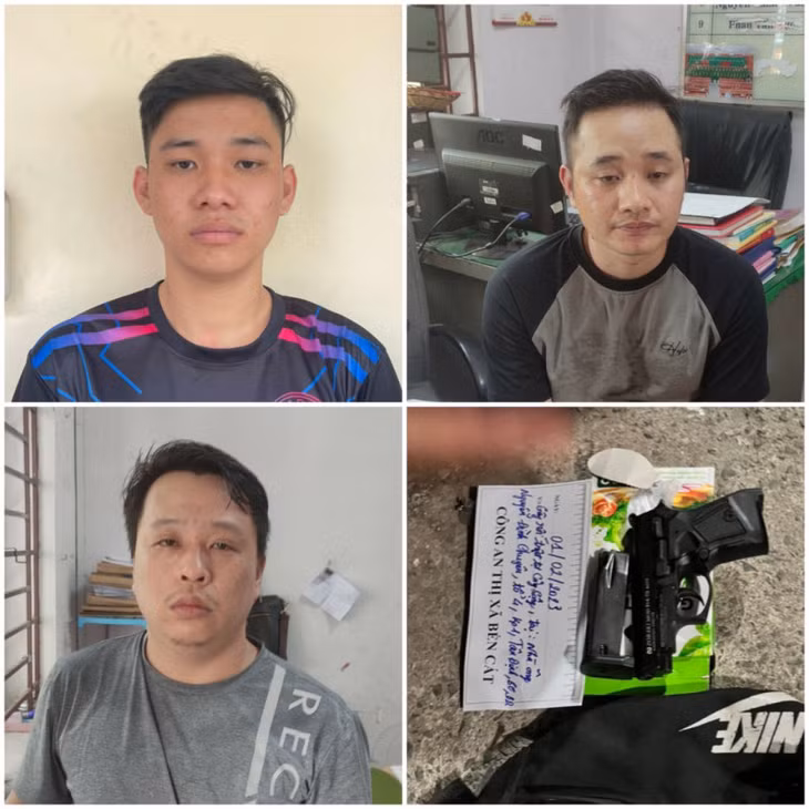 Các đối tượng bị bắt cùng tang vật.