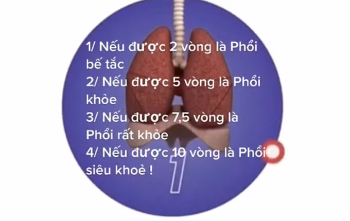 Một bài kiểm tra thời gian nín thở để đánh giá chức năng phổi đang tràn lan trên mạng xã hội. Ảnh chụp màn hình