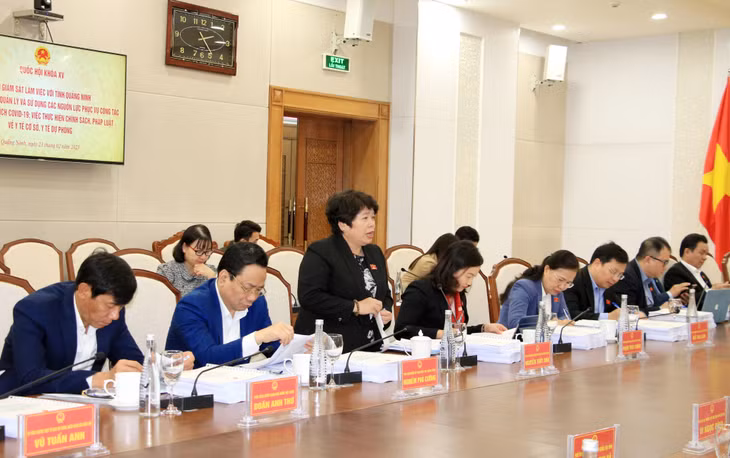 Đồng chí Nguyễn Thúy Anh, Ủy viên Trung ương Đảng, Ủy viên Ủy ban Thường vụ Quốc hội, Chủ nhiệm Ủy ban Xã hội của Quốc hội, phát biểu tại buổi làm việc.