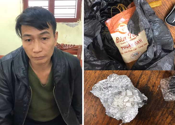 Nguyễn Tiến Sơn và tang vật.