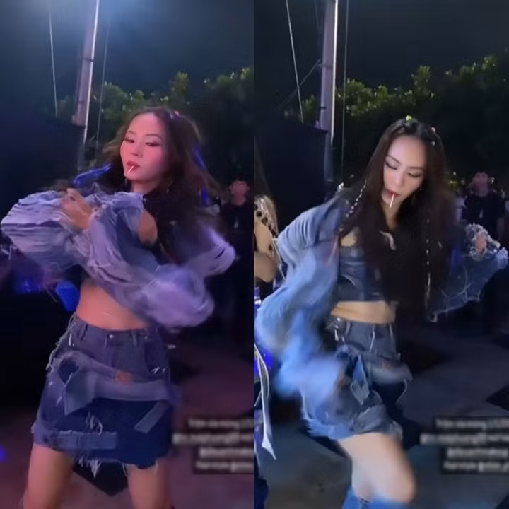 Hình ảnh Mai Phương ngậm kẹo mút, nhảy nhót quá đà gây tranh cãi.