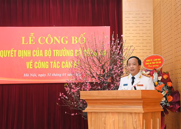Đại tá Đặng Hồng Đức - tân chánh văn phòng Bộ Công an - phát biểu tại buổi lễ - Ảnh: Bộ Công an