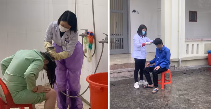Y, bác sĩ Bệnh viện Bảo vệ sức khỏe tâm thần tỉnh Quảng Ninh chăm sóc cho bệnh nhân.