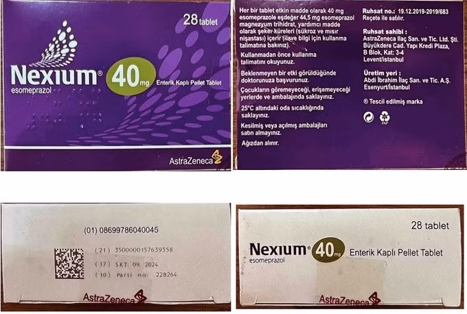Mẫu thuốc Nexium (Ảnh: Cục Quản lý Dược).