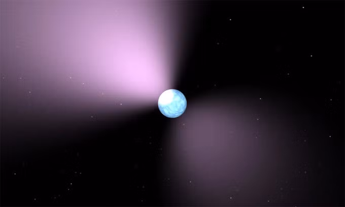 Minh họa sao xung, một trong những vật thể quay nhanh nhất vũ trụ. Ảnh: SA/JPL-Caltech
