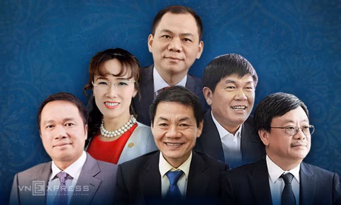 6 tỷ phú Việt Nam trong danh sách của Forbes năm nay. Đồ họa: Tạ Lư