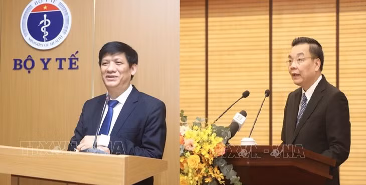 Cựu Bộ trưởng Bộ Y tế Nguyễn Thanh Long (trái) và cựu Bộ trưởng Khoa học và Công nghệ Chu Ngọc Anh. Ảnh tư liệu: TTXVN