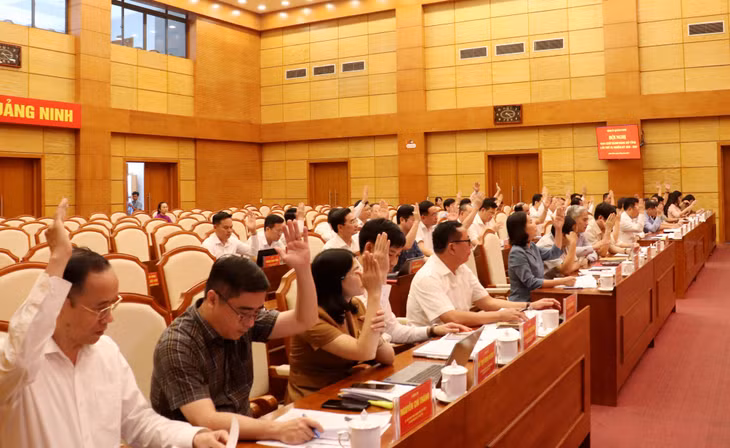 Các đại biểu biểu quyết thông qua nghị quyết hội nghị Ban Chấp hành Đảng bộ tỉnh lần thứ 39.