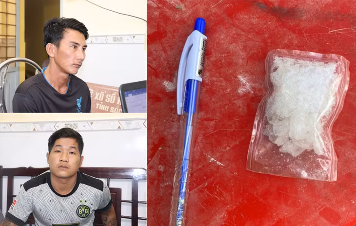 Hai đối tượng Sơn, Đạt cùng tang vật.