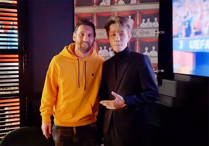 Jack gặp gỡ Messi. Ảnh: Chụp màn hình