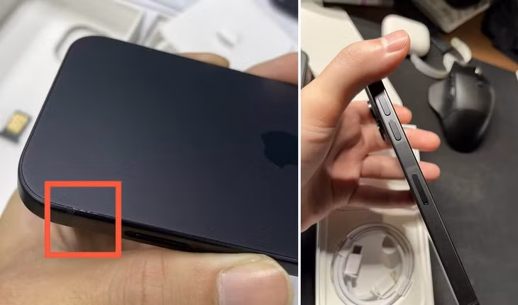 Nhiều mẫu iPhone 15 Pro gặp tình trạng trầy xước, màu sắc không đồng nhất… ngay sau khi mở hộp (Ảnh: Twitter).