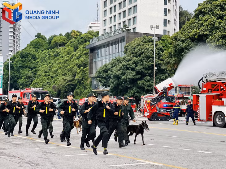 Các lực lượng tham gia diễn tập.