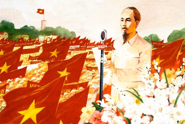 Bác Hồ đọc Tuyên ngôn Độc lập - Ảnh: Bảo tàng Mỹ thuật Việt Nam