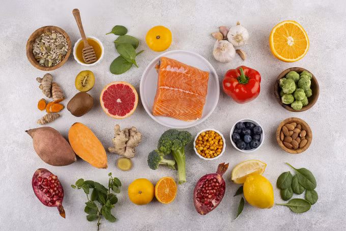 Các thực phẩm giàu vitamin D. Ảnh: Freepik