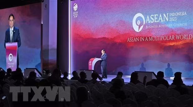 Thủ tướng Phạm Minh Chính phát biểu tại Hội nghị Thượng đỉnh Kinh doanh đầu tư ASEAN 2023. (Ảnh: Dương Giang/TTXVN)