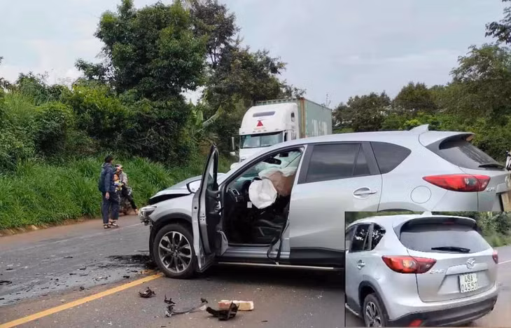 Theo thông tin ban đầu, xe CX5 mất lái lao sang làn đường ngược chiều tông vào xe tập lái khiến thầy giáo tử vong. Ảnh: P.H