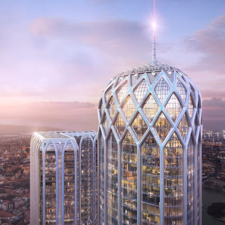 Tháp Khách sạn Diamond Crown Hai Phong đẳng cấp 5 sao quốc tế với chiều cao kỷ lục 186m sẽ là biểu tượng kiến trúc và phong cách sống mới của TP. Hải Phòng