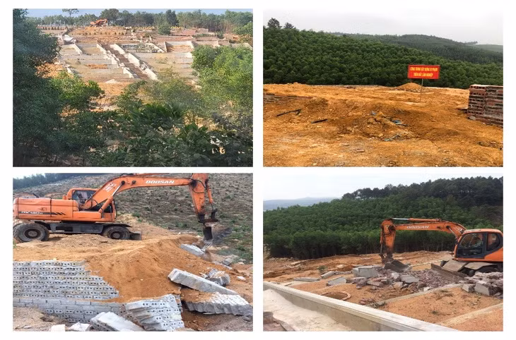 TP Hạ Long xử lý, phá dỡ công trình xây dựng trái phép trên đất rừng sản xuất tại nghĩa trang Trại Gà, khu 7 (phường Việt Hưng). (Ảnh do đơn vị cung cấp)