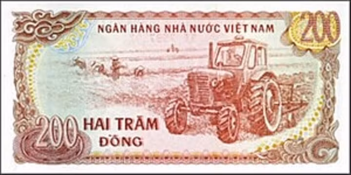 Mặt sau của tờ 200 đồng.