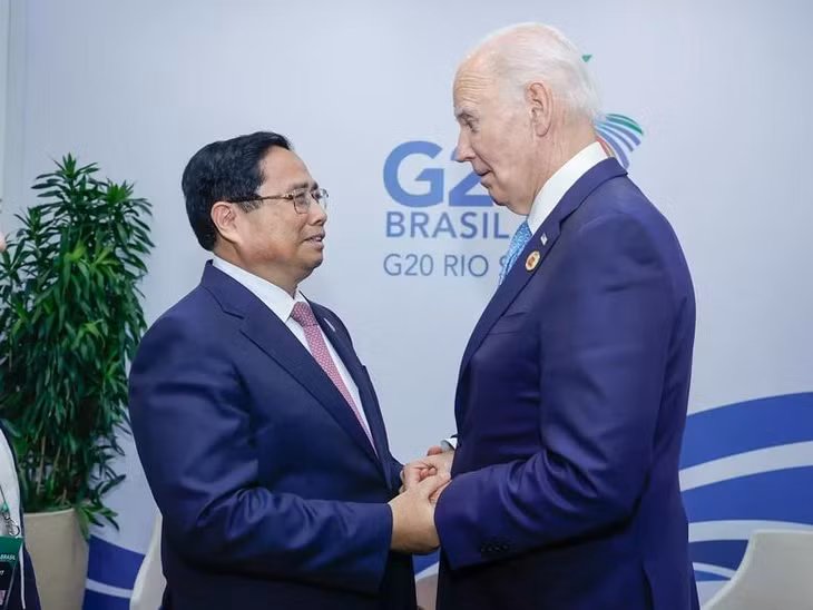 Thủ tướng Phạm Minh Chính gặp Tổng thống Hoa Kỳ Joe Biden. (Ảnh: Nhật Bắc/VGP)