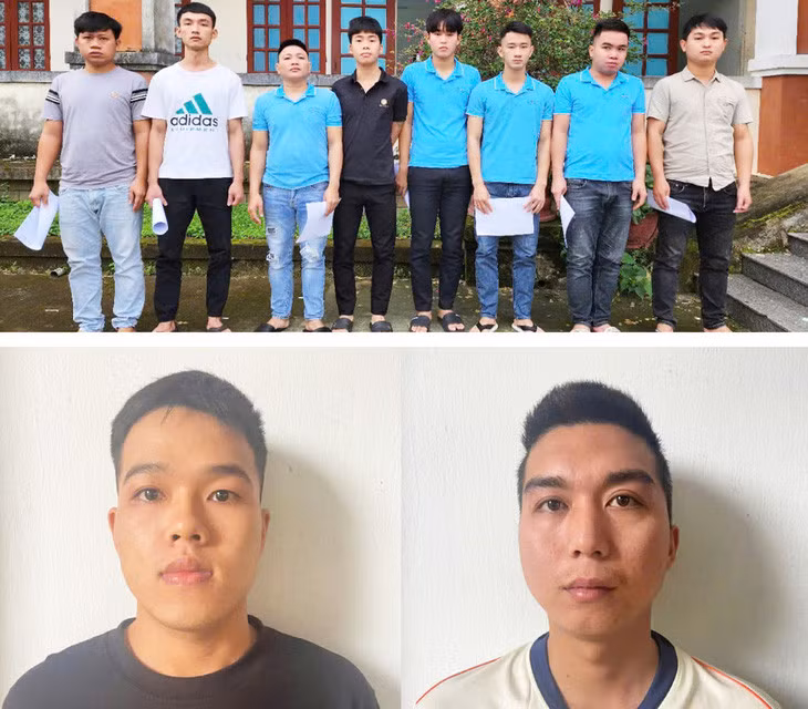 10 nam thanh niên ở thị xã Điện Bàn bị bắt giam vì gây thương tích cho nhiều người - Ảnh: CACC