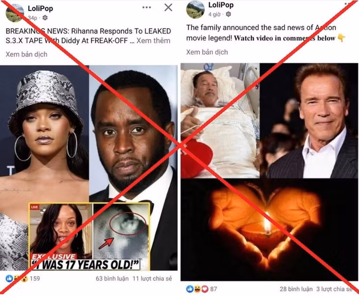 Trang Facebook có tên LoliPop thường xuyên chia sẻ những bài viết có thông tin giả mạo, gợi tò mò cho người dùng để click vào link dưới phần bình luận.