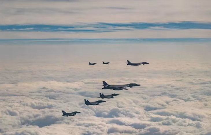 Cuộc tập trận có sự tham gia của ít nhất một máy bay ném bom B-1B. (Nguồn: Yonhap)