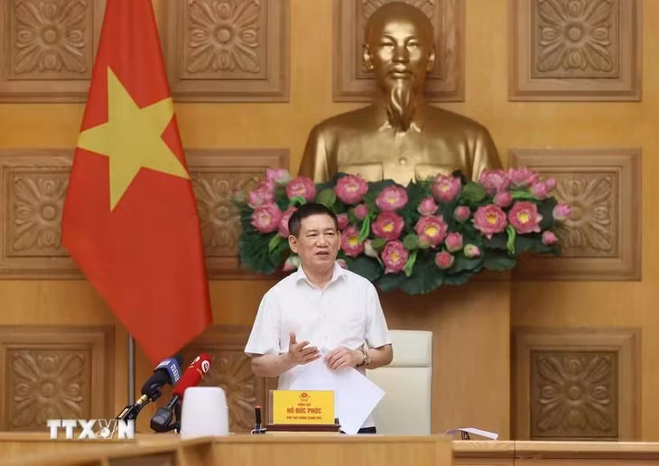 Phó Thủ tướng Hồ Đức Phớc, tổ trưởng Tổng công tác phát biểu. (Ảnh: An Đăng/TTXVN)
