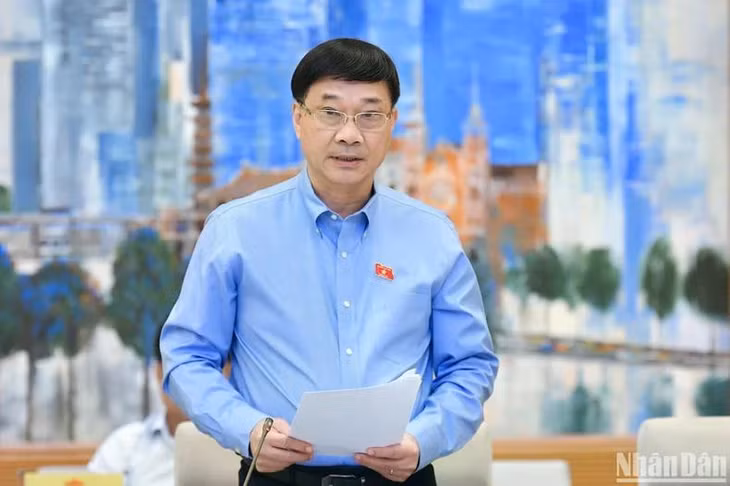Chủ nhiệm Ủy ban Kinh tế của Quốc hội Vũ Hồng Thanh trình bày báo cáo thẩm tra. (Ảnh: DUY LINH)