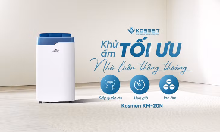 Máy hút ẩm Kosmen KM-20N đa tính năng tiện lợi nâng cao trải nghiệm người dùng