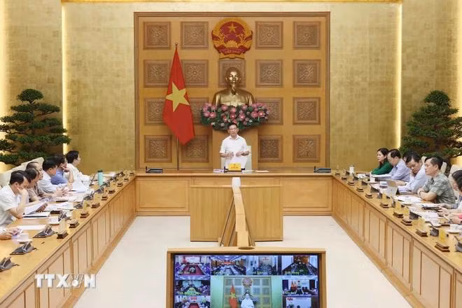 Phó Thủ tướng Hồ Đức Phớc, tổ trưởng Tổng công tác phát biểu. (Ảnh: An Đăng/TTXVN)