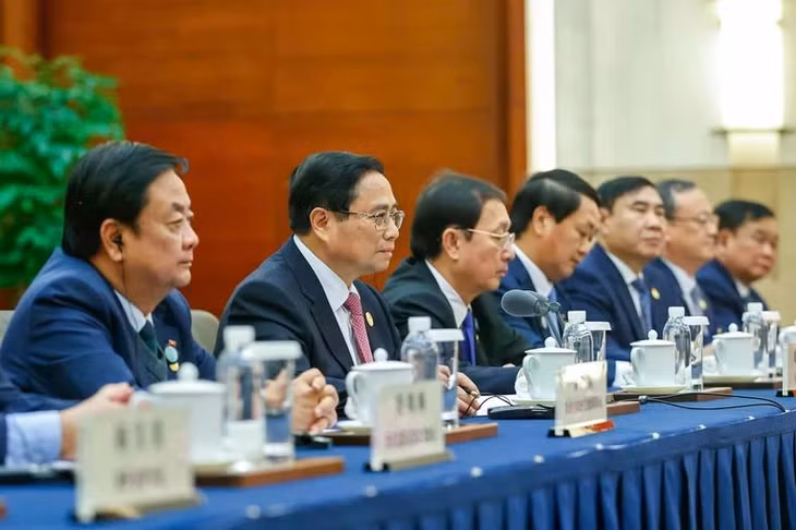 Thủ tướng Phạm Minh Chính phát biểu ý kiến tại Hội đàm. (Ảnh: Nhật Bắc/VGP)