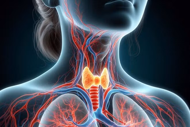 Tuyến giáp sản xuất các hormone quan trọng để điều chỉnh các chức năng khác nhau của cơ thể, bao gồm quá trình trao đổi chất, tâm trạng và khả năng sinh sản. Ảnh - AI: Ngọc Thùy