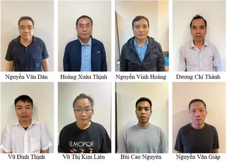 8 bị can trong vụ án.