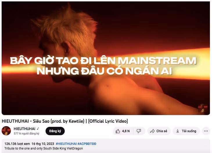 Tuy đây không phải lần đầu HIEUTHUHAI "diss cả thế giới", ca khúc Trình mang tính dữ dội hơn bình thường, nhắm trực tiếp vào các haters - Ảnh: YouTube