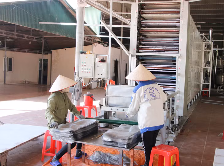 Công ty CP Thương mại và Dịch vụ Bình Liêu đã đầu tư thêm hệ thống máy tráng sấy dẻo và lò hơi giúp giảm các công đoạn sản xuất thủ công.