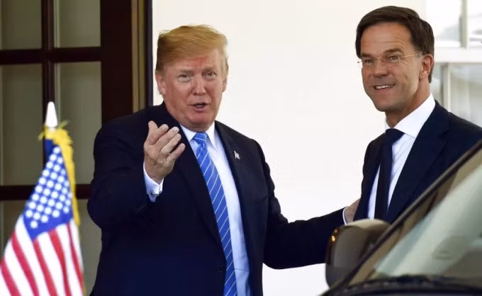 Tổng thống Mỹ Donald Trump và Mark Rutte, khi còn là thủ tướng Hà Lan, tại Nhà Trắng hồi tháng 7/2018. Ảnh: AP