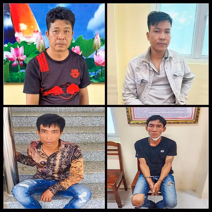 4 đối tượng thực hiện bắt cóc Phó giám đốc một công ty trên địa bàn tỉnh Hậu Giang. Ảnh: Công an Hậu Giang