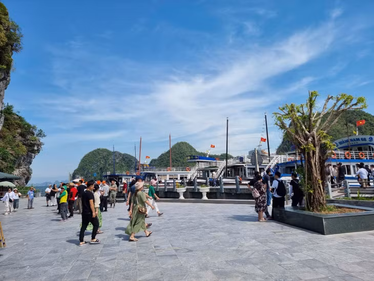Du khách tham quan đảo Titốp (vịnh Hạ Long, Quảng Ninh).