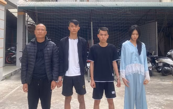 Các đối tượng tại Cơ quan Công an. Ảnh: Công an tỉnh Vĩnh Phúc