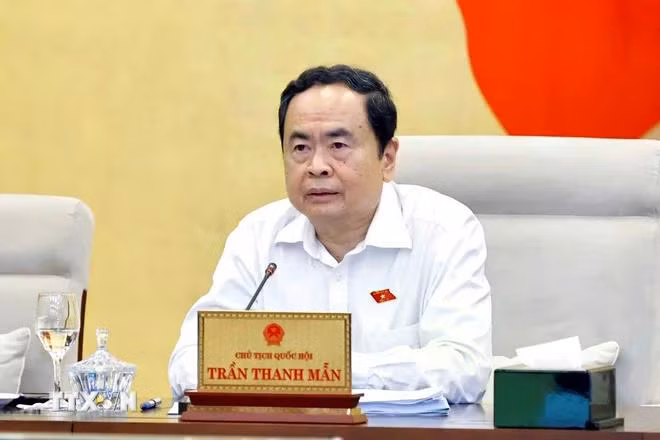 Chủ tịch Quốc hội Trần Thanh Mẫn phát biểu. (Ảnh: Doãn Tấn/TTXVN)