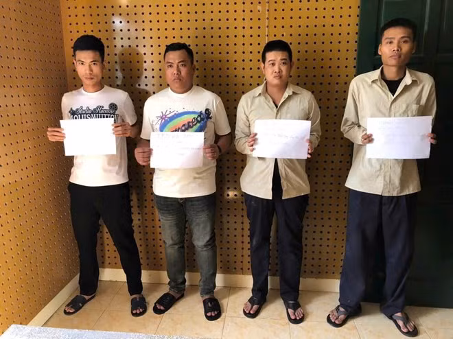 Nhóm đối tượng hoạt động tín dụng đen ở Bàu Bàng, Bình Dương bị bắt. Ảnh: Công an Bình Dương