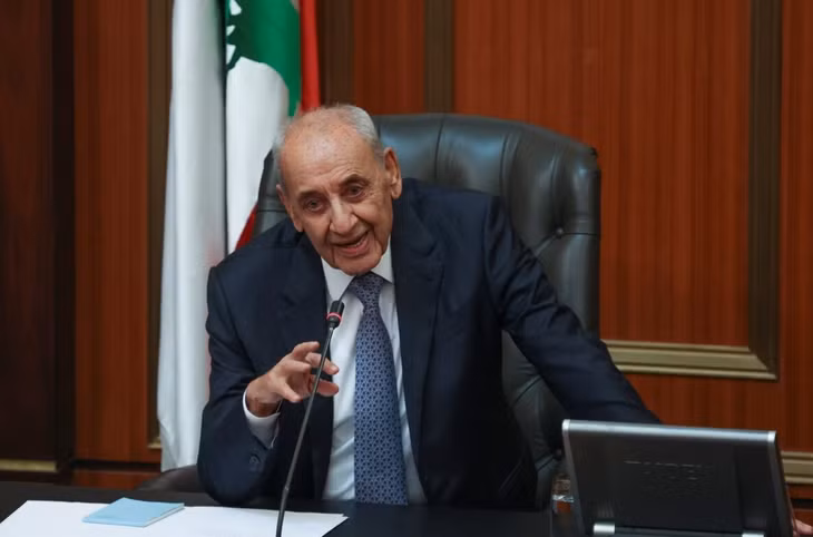 Chủ tịch Quốc hội Liban Nabih BerrI phát biểu trong một phiên họp Quốc hội ở Beirut, ngày 13/10/2022. Ảnh: REUTERS/TTXVN