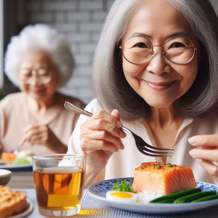 Cá béo như cá hồi là nguồn cung cấp omega-3 tốt - Minh họa: AI