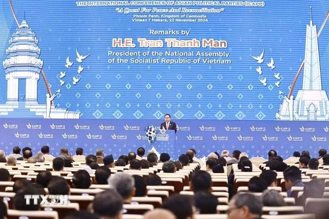 Chủ tịch Quốc hội Trần Thanh Mẫn phát biểu. (Ảnh: Doãn Tấn/TTXVN)